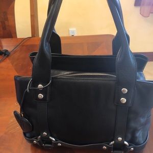 Black and leather silver buckle juicy bag